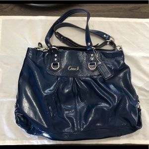 Coach Ashley Blue Patent Leather Satchel